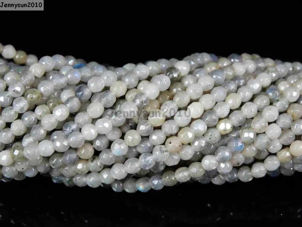 

Natural Labradorite Gems Stones 3mm Faceted Round Spacer Seed Beads 15.5'' Strand for Jewelry Making Crafts 5 Strands/Pack