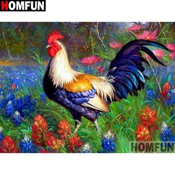

HOMFUN Full Square/Round Drill 5D DIY Diamond Painting "Animal chicken flower" Embroidery Cross Stitch 5D Home Decor Gift A18210