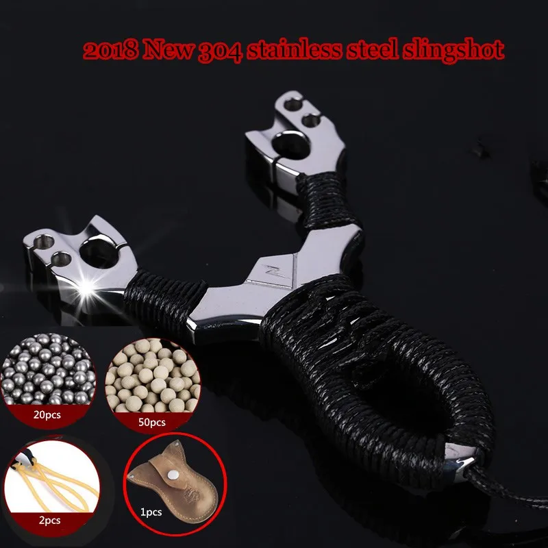NEW 1Pc Stainless Steel Powerful Slingshot Slingshots Outdoor Sling