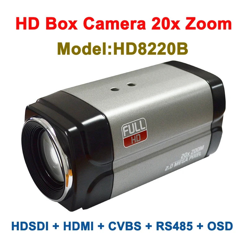 2.0 Megapixel 1080 p 60fps 20x Zoom HDMI HDSDI CVBS Multi-poorten Box type Camera voor School Kerk Hof