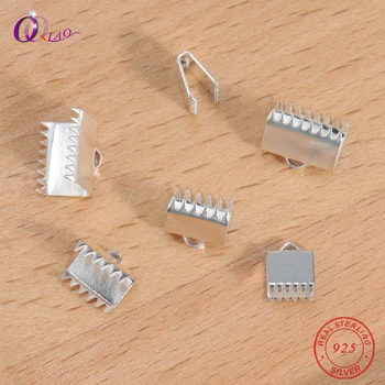 

A pair 6-10mm 925 Sterling Silver Cord Crimp End Beads Buckle Tips Clasp For Jewelry Making Necklace Bracelelet Cords Connector