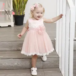 Knee Length Cute Lace Flower Girl Dresses 2019 Pink Baby Girls Dresses First Communion Dresses Sash Evening Party Gown Knee Length Cute Lace Flower Girl Dresses 2019 Pink Baby Girls Dresses First Communion Dresses Sash Evening Party Gown