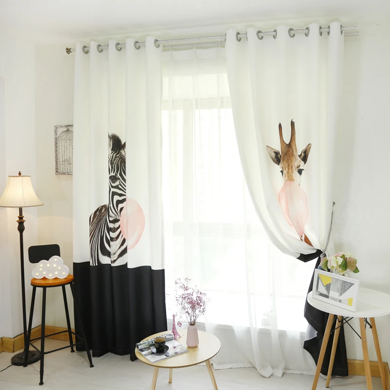 3D Verduisteringsgordijnen Cartoon Blazen Ballon Zebra (giraffe ... 3D Verduisteringsgordijnen Cartoon Blazen Ballon Zebra (giraffe ...