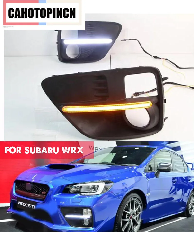 

For Subaru WRX 2015 2016 2017,Yellow Turning Style Relay Waterproof 12V LED Car DRL Daytime Running Light with fog lamp hole