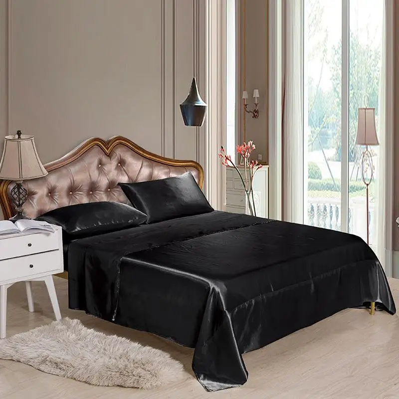 

Silk Fitted Sheet Sold Separately Bedspread King Solid Mattress Protector Black Anti Mites Mattress Cover