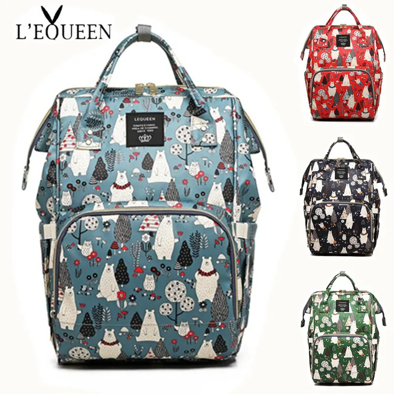LEQUEEN Diaper Bag Mini Bear Hand Painted Cartoon Waterproof Nappy Bag Baby Care Travel Backpack Ma