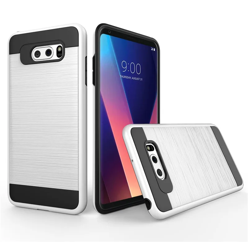 

for LG V30 V10 V20 Ares Slim Brushed Armor Case Hybrid Hard 2 In 1 PC+Soft TPU Shockproof Back Cover
