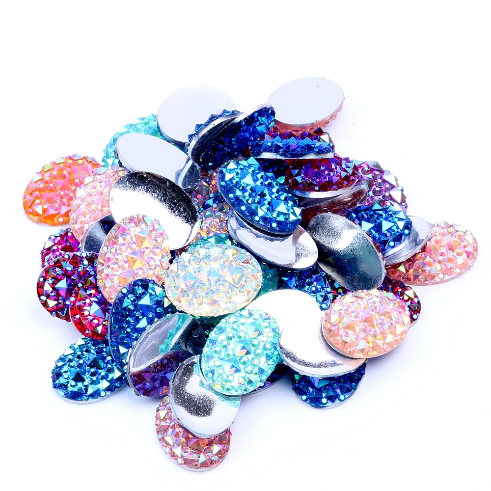 

13x18mm 100pcs Oval Shape Many AB Colors Flatback Resin Rhinestones DIY Scrapbooking Crafts Jewelry Accessories