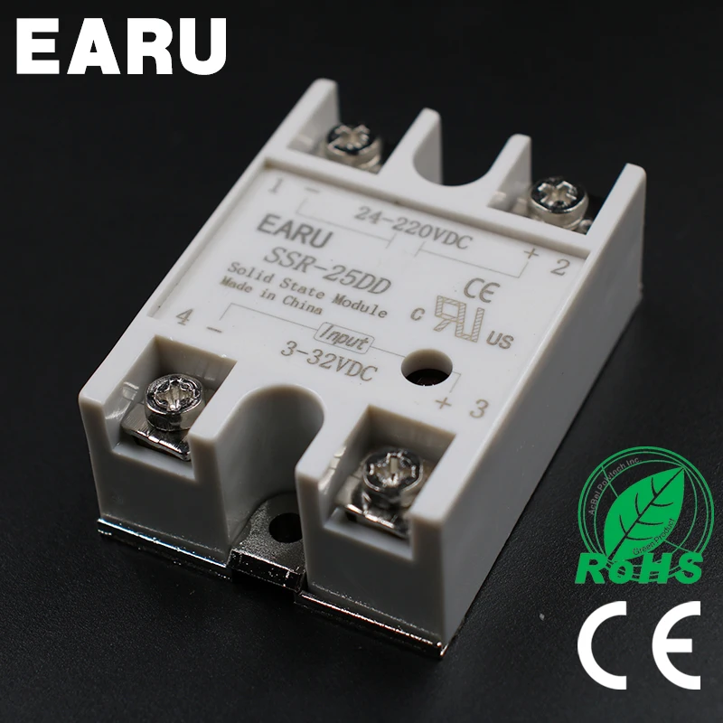 1 шт. твердотельное реле SSR-25DD 25A 3-32V DC вход к 24-220V SSR 25DD SSR-25 DD промышленное