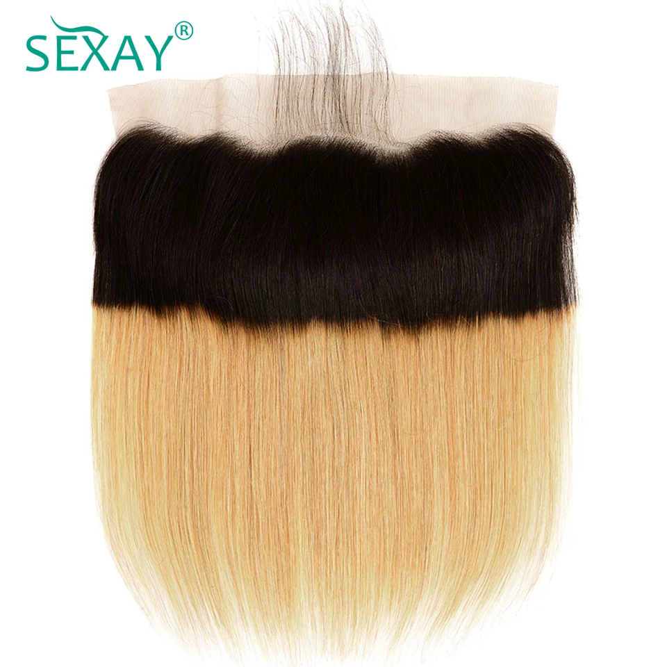 

13x4 Lace Frontal Closure With Baby Hair SEXAY Brazilian Straight Hair Ombre Blonde Human Hair Ear to Ear Frontals Non Remy Hair