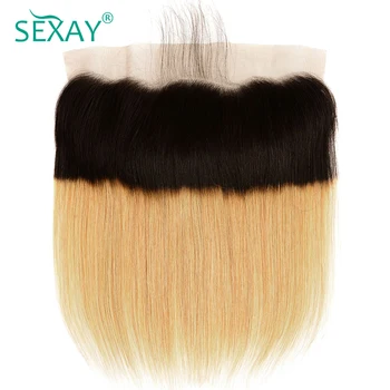 

13x4 Lace Frontal Closure With Baby Hair SEXAY Brazilian Straight Hair Ombre Blonde Human Hair Ear to Ear Frontals Non Remy Hair