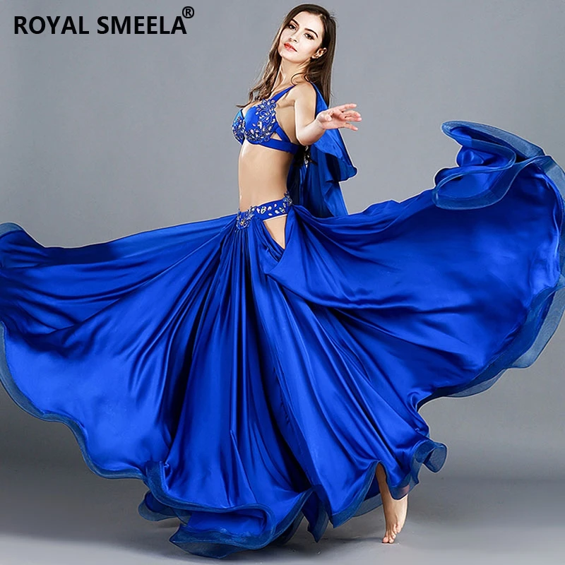 Najtaniej Profesjonalne stroje do tańca brzucha damskie elegancja orientalny zestaw do tańca Bellydance Top biustonosz długi spódnica garnitur stroje dla kobiet i dziewcząt