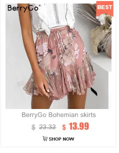 BerryGo летние женские юбки с цветочным принтом, мини юбка, милые зеленые короткие юбки на шнуровке, высокая талия, пляжная юбка в стиле бохо