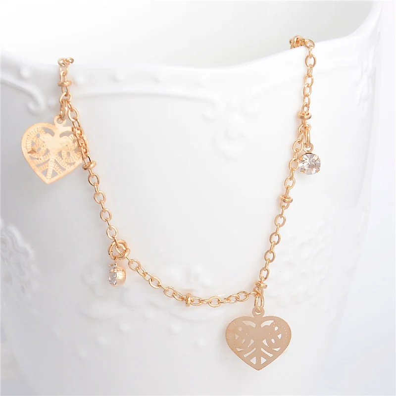SHUANGR модный браслет Хамса на ногу для женщин, Модный золотой браслет на ногу для девушек, пляжные браслеты на лодыжке, ювелирные изделия - Окраска металла: heart