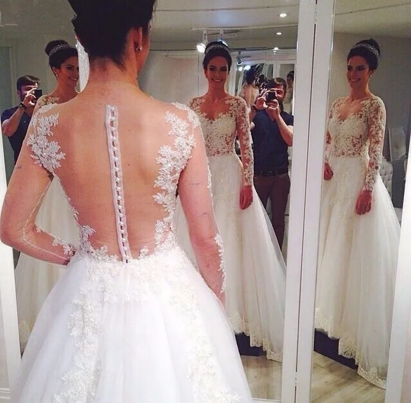 Vestido-De-Noiva-2019-Long-Sleeves-Wedding-Dress-Lace-Appliques-Bridal-Gowns-Sheer-O-Neck-A (1)