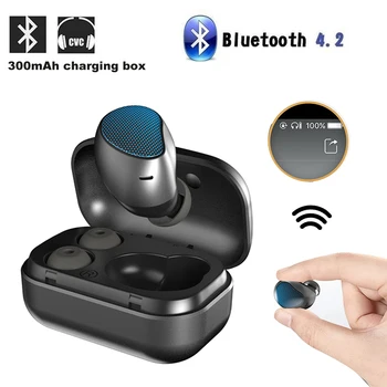 

Wireless Earbuds Single V4.2 Bluetooth Earphone Bass Stereo Noise Reduction Graphene Horn with Charging Box Ear Cap for iPhone