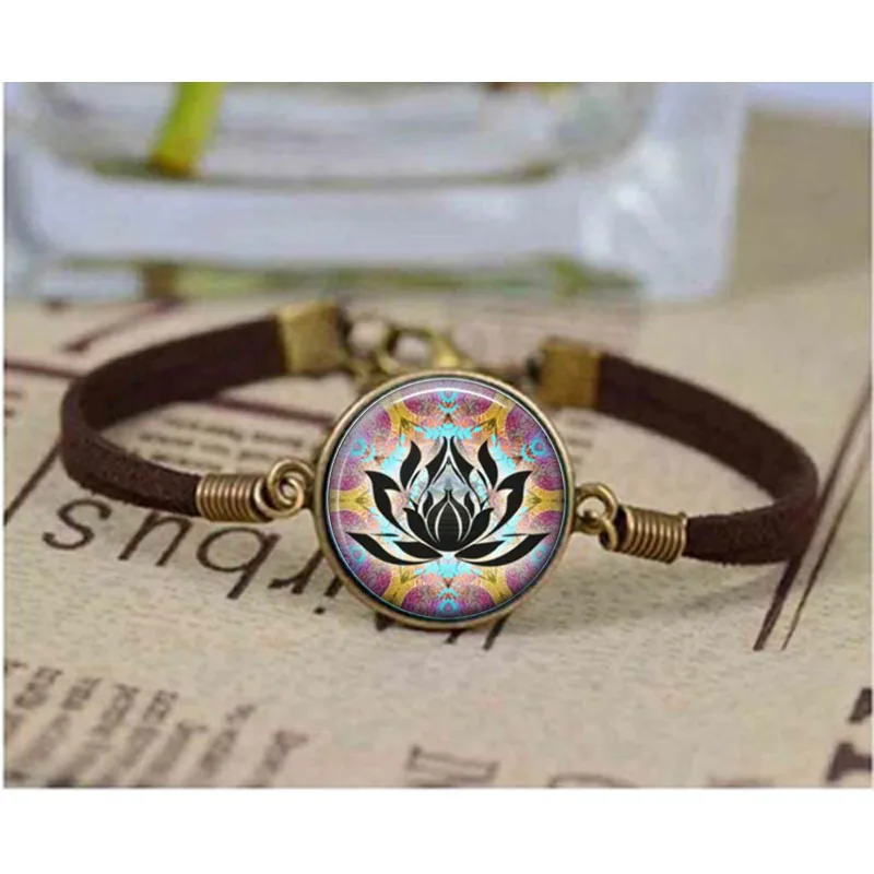 Psychedelic Lotus bracelet, Lotus flower, yoga bracelet, yoga jewelry bracelets Banglein Charm