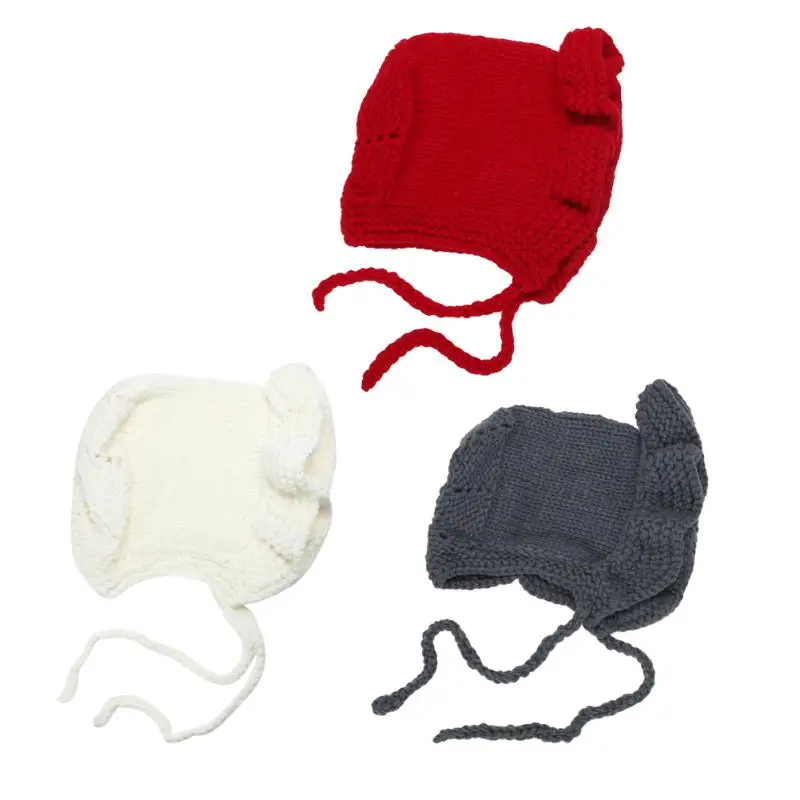 

1 Pc New Year Cute Baby Infant Warm Knitted Falbala Hat Toddler Kids Wool Adjustable Cap Beanie For Autumn Winter For 0-3Y Baby