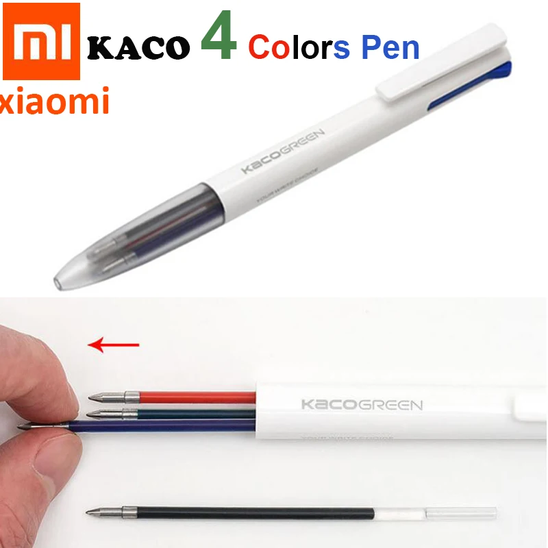 Ручка цепочка Xiaomi KACO 4 в 1 многофункциональные ручки 0 5 мм черные синие | Отзывы и видеообзор