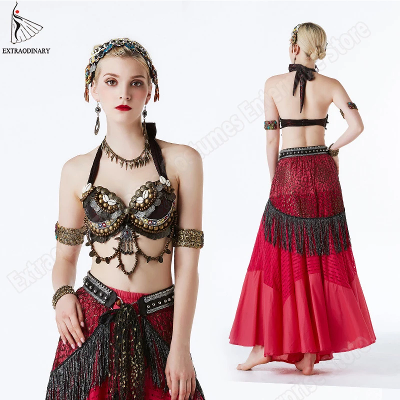 Online ATS Tribal Gypsy Hüfte Schal Bauchtanz Rock Gürtel Bh Einstellbar Frauen Handgemacht Sicken Kostüme Stil Vintage Zubehör