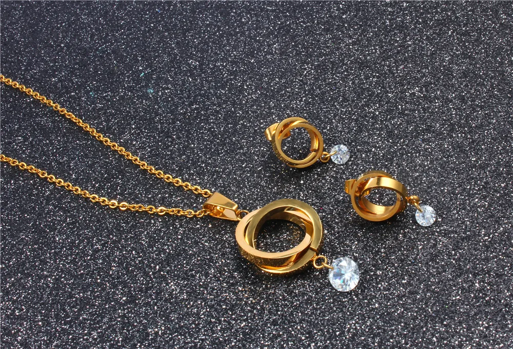 XUANHUA Stainless Steel Fashio Bridal Jewelry Sets Jewellery Women Jewelry Set Dubai Jewelry Schmuck African Jewelry Set Golden