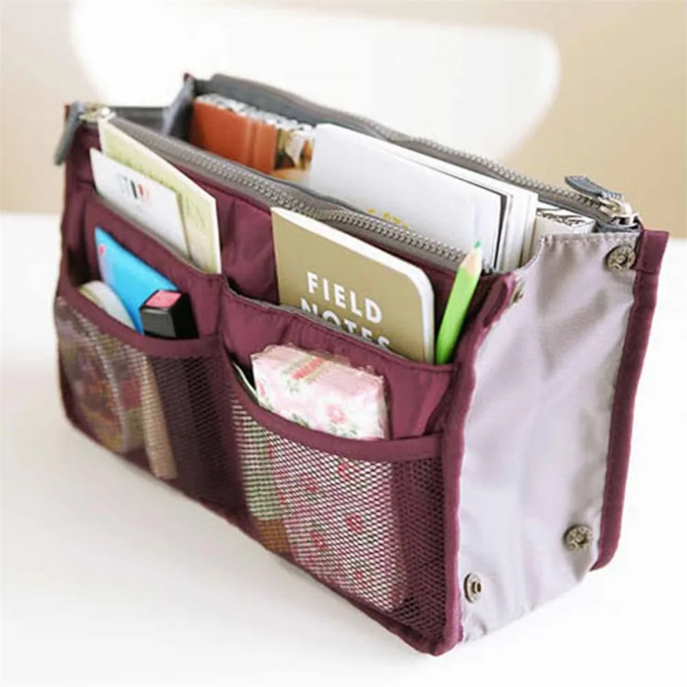 

Drop Shipping 1pcs Travel Makeup Nylon Cosmetic Bag Insert Handbag Purse Zipper Case Organizer Red Hot Selling