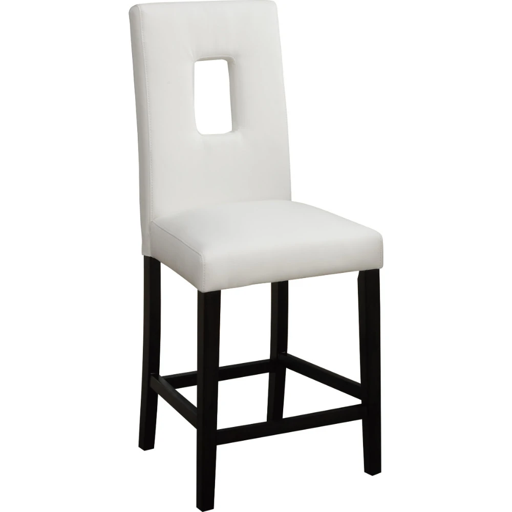 Wooden Counter High Chairs With Cutout Back Set Of 2 White