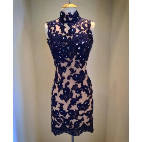 Dazzling High Neck Applique Backless Dress Party Evening Elegant