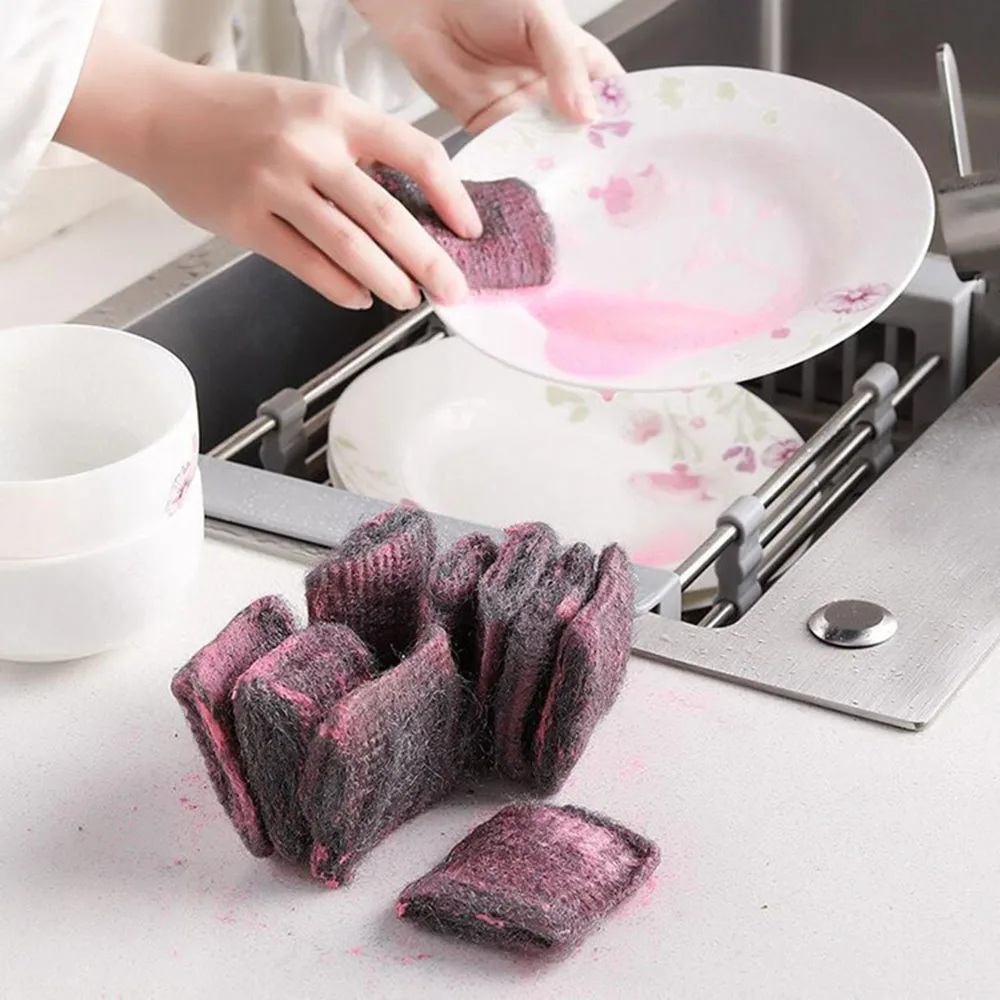

10pcsMultipurpose Clean Decontamination Artifact Nanometer Technology Superfine Steel Wire Ball Kitchen Derusting Soap Brush