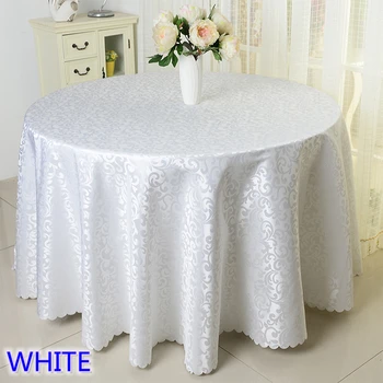 

White colour jacquard table cloth damask pattern table cover for wedding hotel and round table linen decoration wholesale