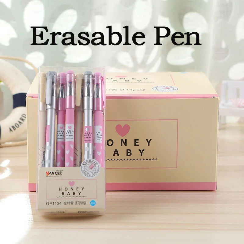 

4 Pcs/set 0.38mm Cute Heart Dots Erasable Pen Blue Black Ink Magic Ballpoint Pen Writing School Chancery Supplies Stationery