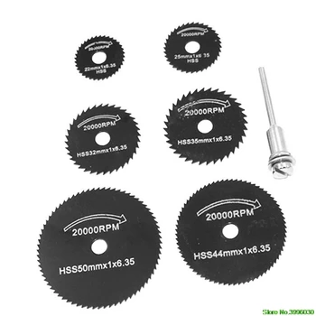 

6x HSS Saw Blades Cutting Discs Wheel+ 1 Mandrel Fr Metal Rotary Tool