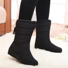 Winter Women Boots Mid-Calf Down Boots Female Waterproof Ladies Snow Boots Girls Winter Shoes Woman Plush Insole Botas Mujer