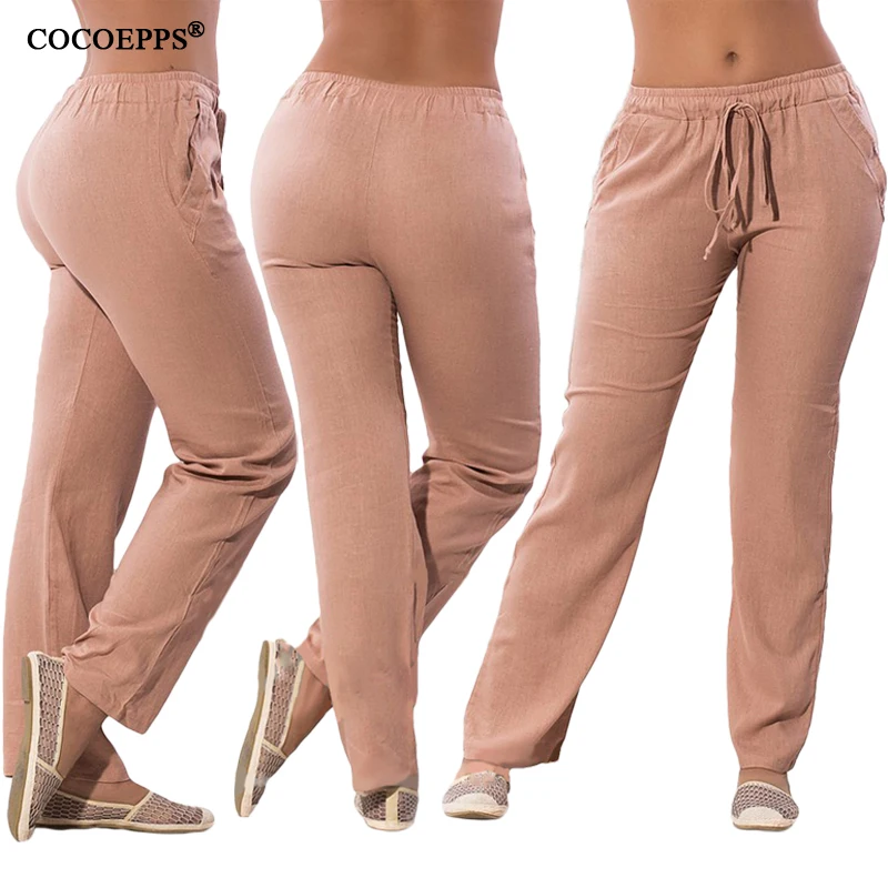 COCOEPPS Women Casual Chiffon Pants Big Size Solid Summer Female Trousers 2019 Large Size Drawstring Elastic Waist Pockets Pants COCOEPPS Women Casual Chiffon Pants Big Size Solid Summer Female Trousers 2019 Large Size Drawstring Elastic Waist Pockets Pants