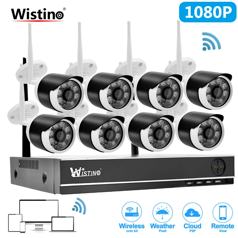Wistino 8CH Wireless NVR Camera Kits Outdoor Wifi Security IP Camera HD
