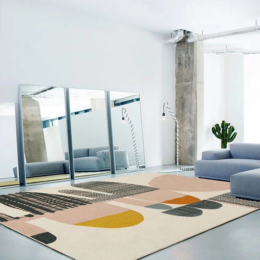 INS популярный постсовременный геометрический Коврик для гостиной, журнальный столик тканый ковер, большой размер скандинавского украшения ковер для деревенского дома