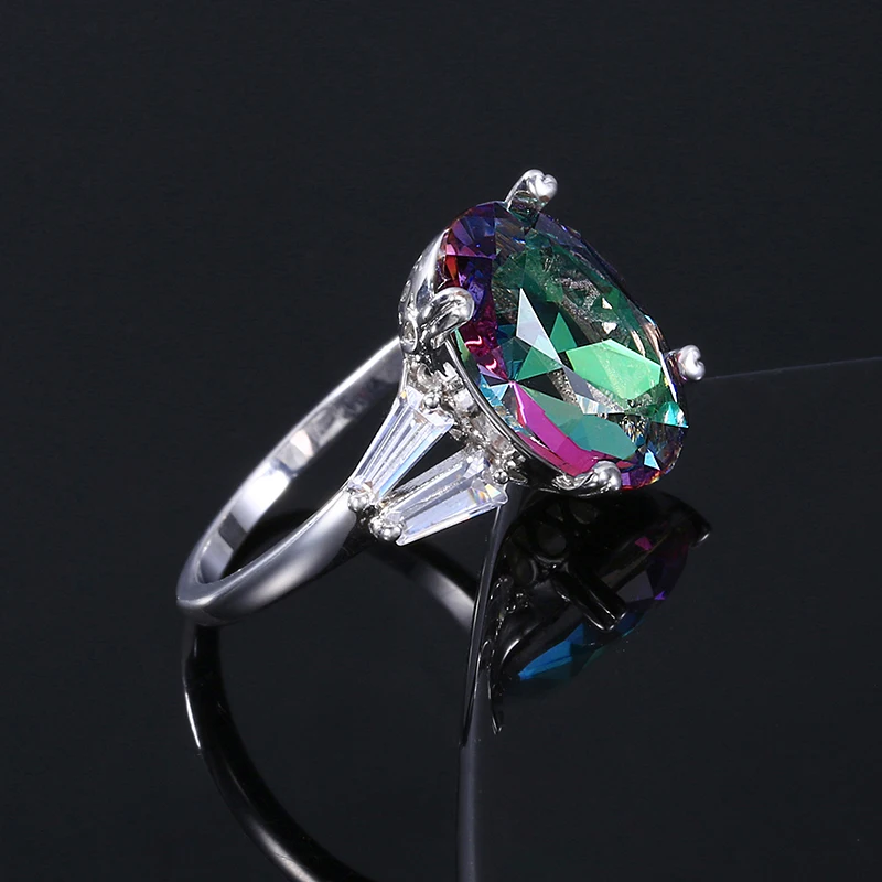 Женское кольцо из стерлингового серебра 925 пробы, цвет турмалин, овальное, модные, вечерние, на свадьбу, подарок на день Святого Валентина