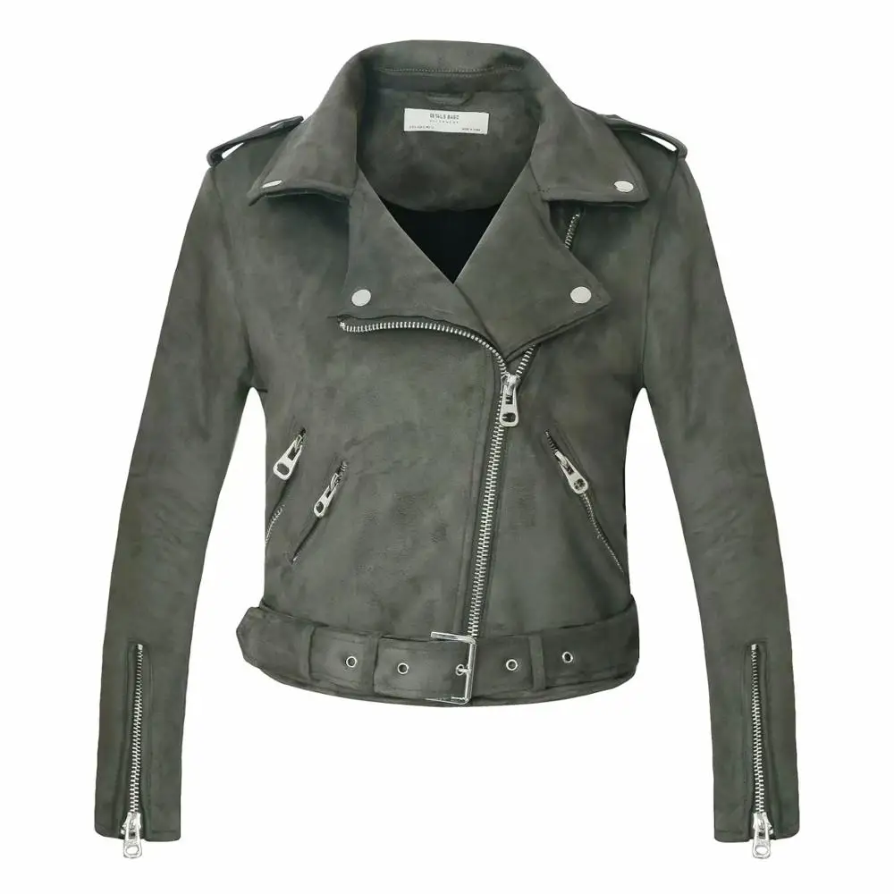 Модные женские куртки с воротником-стойкой, черная, розовая, синяя кожаная одежда, облегающая мотоциклетная кожаная куртка, женская верхняя одежда, пальто - Цвет: 009 Gray