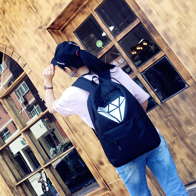 الأزياء هندسية الليزر مدرسة حقائب للمراهقين الفتيات حقيبة كتب قماش النساء مدرسية ل التين كلية الرياح الأسود 2019