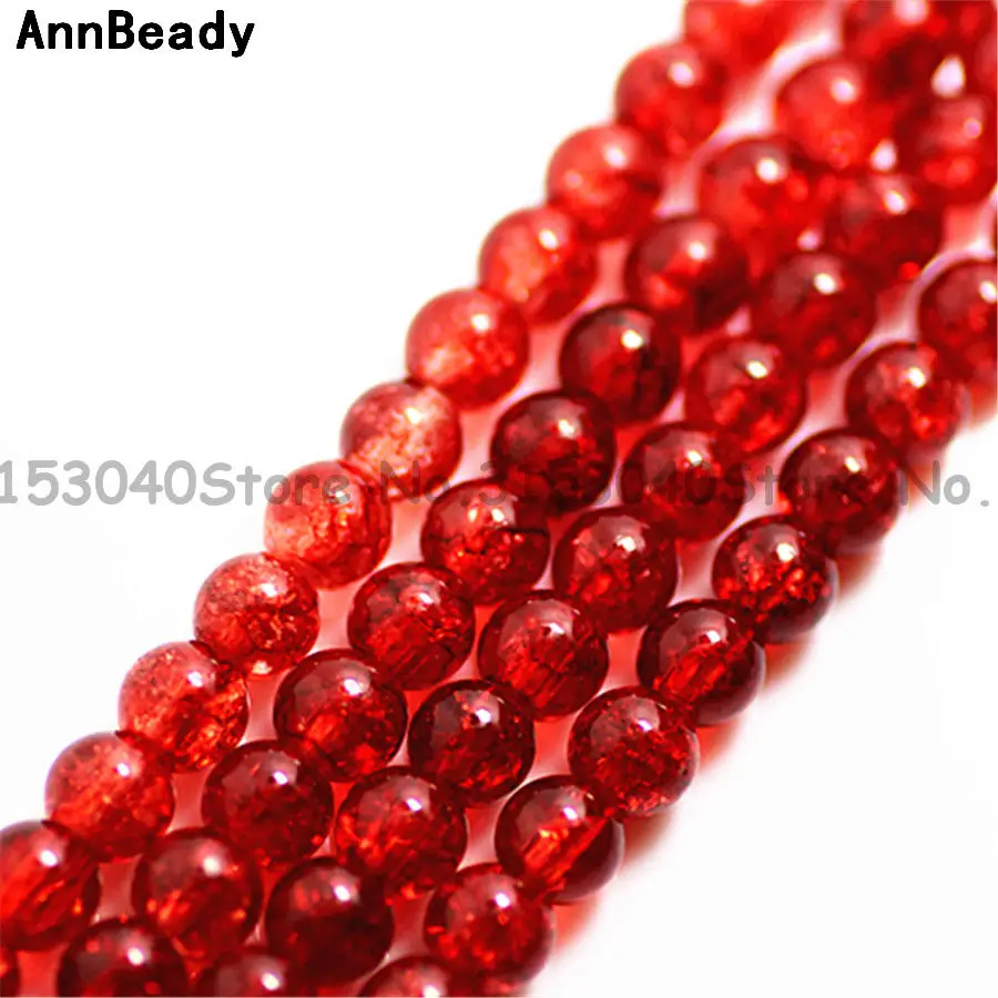 

New Arrival 50Pcs Red Cracked Color 6mm Round Spacer Austria Crystal beads For DIY Jewelry Making Crafts Glass Loose Beads