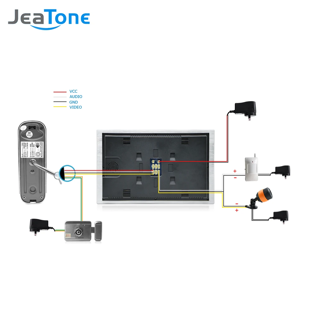 JeaTone Домашний домофон для наблюдения 4 шт. 1" ЖК-монитор Громкая связь домофон видео дверной звонок 1200TVL камера