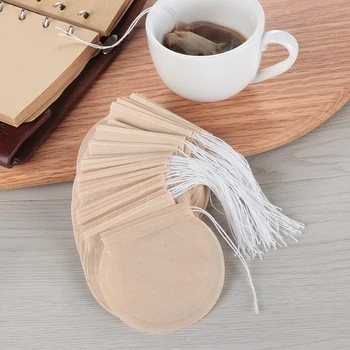 

100PCS/Pack Round Tea Bags Teabags Empty Scented Tea Bags Filter Infuser with String Heal Seal Paper Teabags for Herb Loose Tea