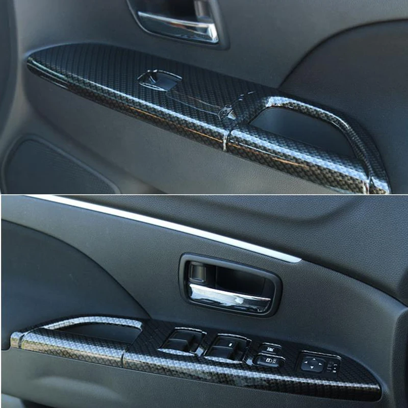 Для Mitsubishi ASX 2013 4 шт./компл. наклеиваемого покрытия для автостайлинга из ABS углерода Отделка подлокотника внутренняя дверная ручка Накладка чехол Стикеры C743