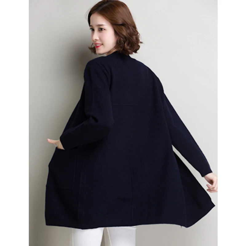 KULAZOPPER Plus Size Women New Spring Autumn Cardigan Outwear Female Long Korean Loose Cashmere Sweater Fashion Wild Coat ZS686