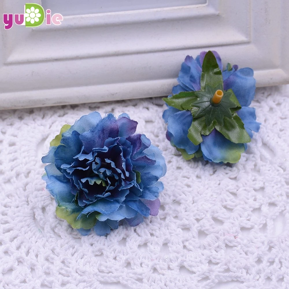 20 шт. 4,5 см коллаж искусственный цветок гвоздики голова Свадебные украшения DIY искусственный z цветочный венок подарок - Цвет: Navy blue