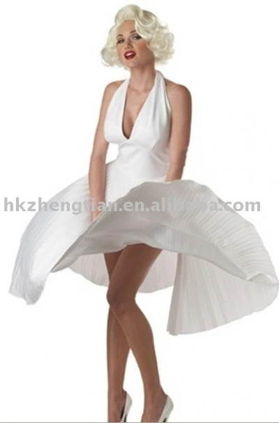 

Zt8547 Adult Marilyn Monroe white Costume Deluxe Sexy Fancy Dress Hollywood
