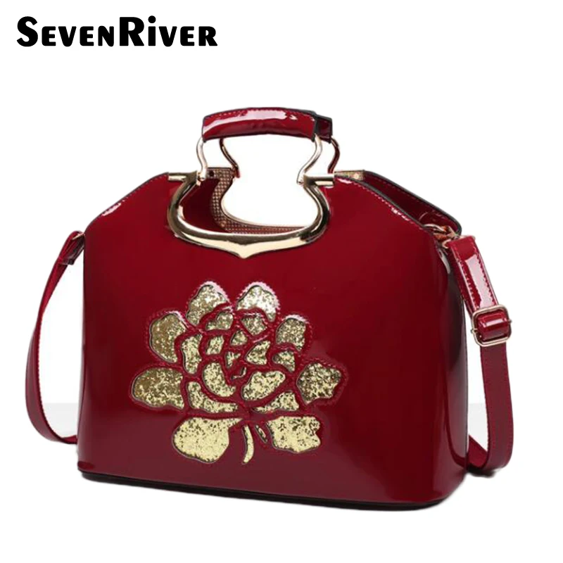 Vintage Women Bags Sequin Luxury Patent Leather Shoulder Bag Brands