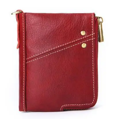 GENODERN, новинка, кожаный бумажник для мужчин, двойная молния, мужской кошелек, RFID Блокировка, Воловья кожа, мужской, женский кошелек - Цвет: red women wallet