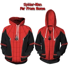 Толстовка «Человек-паук», «Человек-паук», «вдали от дома», косплей, толстовка, костюм Питера Паркера, 3D супергероя, куртки на молнии, толстовки унисекс