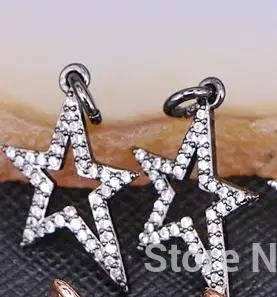10 шт. ZYZ185-8400 микро Pave CZ полые звезды Подвески для серьги ожерелье ювелирные украшения изготовление - Окраска металла: gun metal